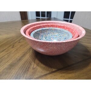 2 Brookpark and 1 (mid sz) unbranded melamine splatter or confetti mixing bowls